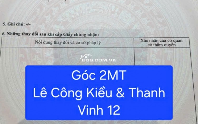 LÔ GÓC 2 MẶT TIỀN LÊ CÔNG KIỀU – THANH VINH 12, VỊ TRÍ ĐẸP ĐẦU TƯ SINH LỜI